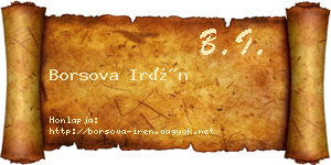 Borsova Irén névjegykártya